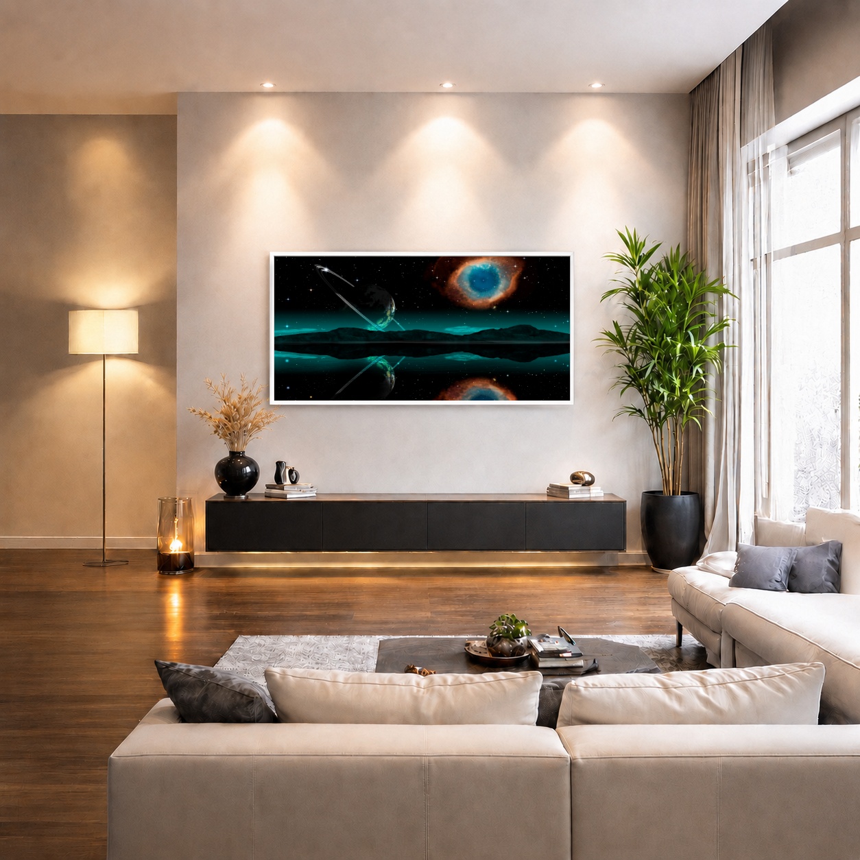 Quadro Canvas Universo Planetas Galáxia Noite
