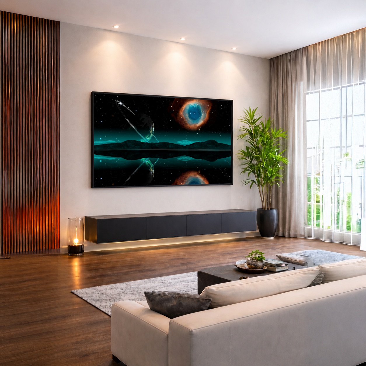 Quadro Canvas Universo Planetas Galáxia Noite