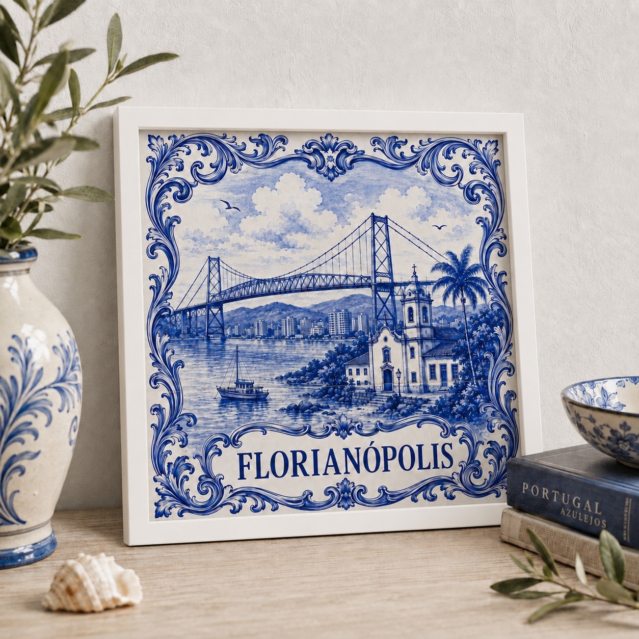 Quadro Cidade Florianópolis - 33x33 Cm