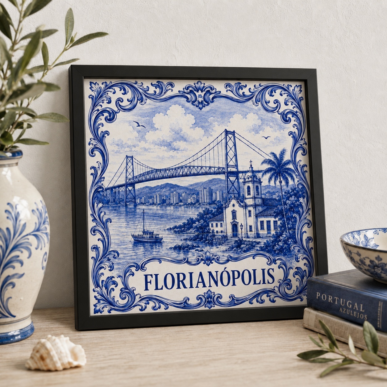 Quadro Cidade Florianópolis - 33x33 Cm