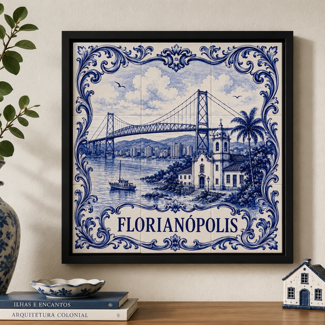 Quadro Cidade Florianópolis - 33x33 Cm