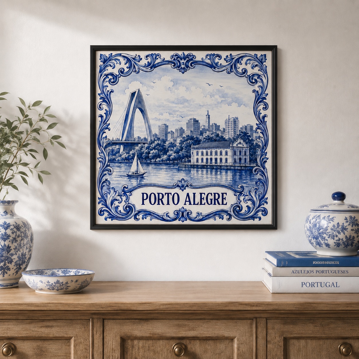 Quadro Decorativo Porto Alegre - 33x33 Cm