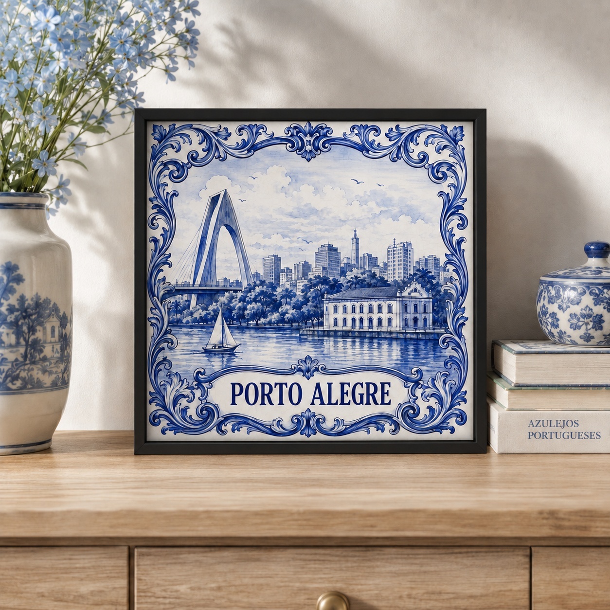 Quadro Decorativo Porto Alegre - 33x33 Cm