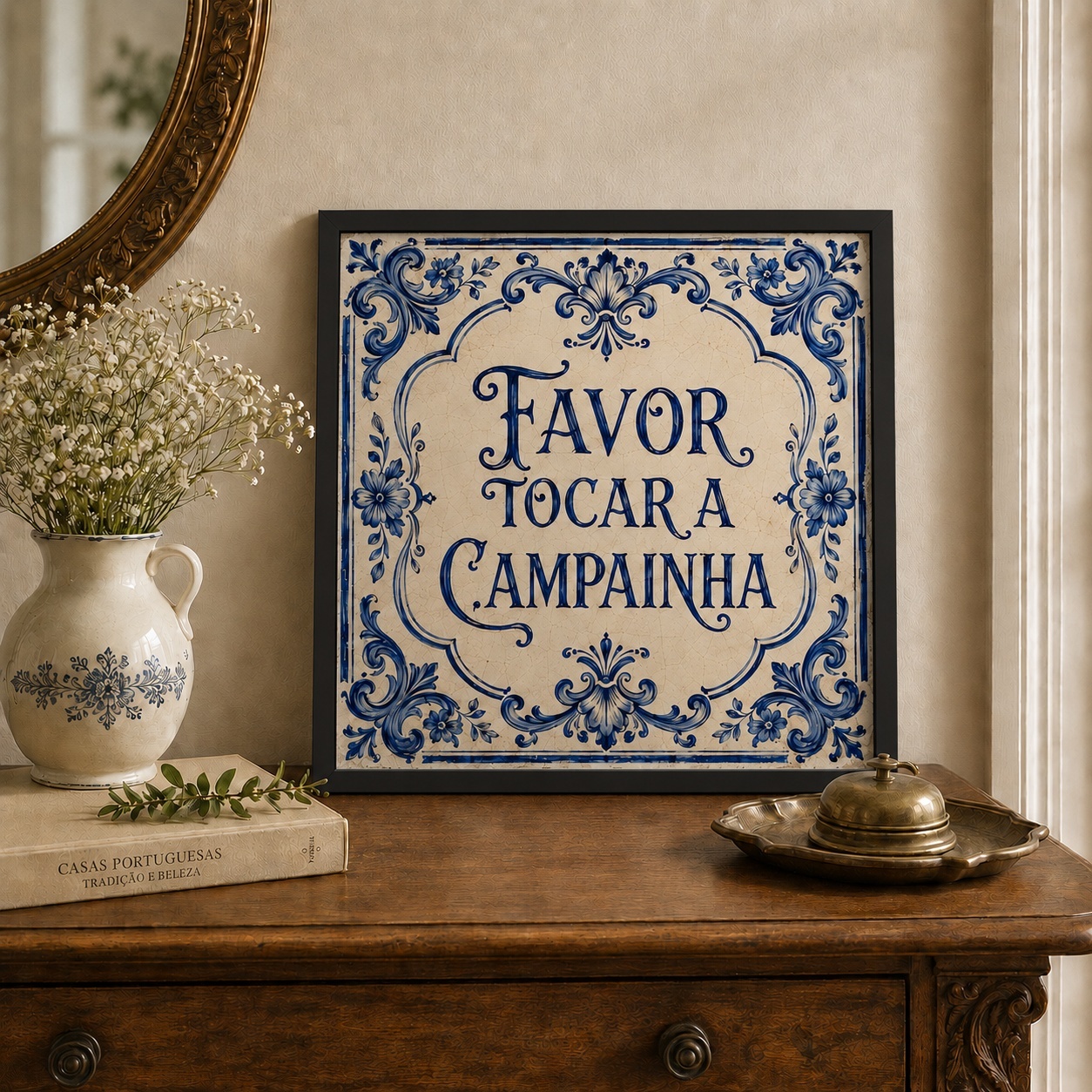 Quadro Favor Tocar a Campainha - 33x33 Cm