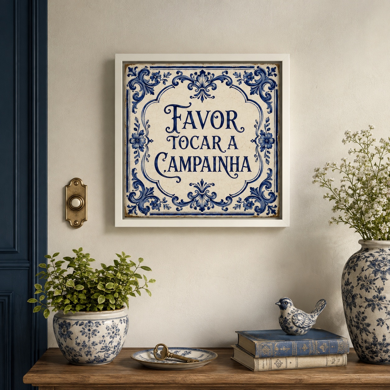 Quadro Favor Tocar a Campainha - 33x33 Cm