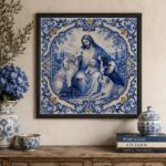 Quadro Jesus Com Cães - 33x33 Cm