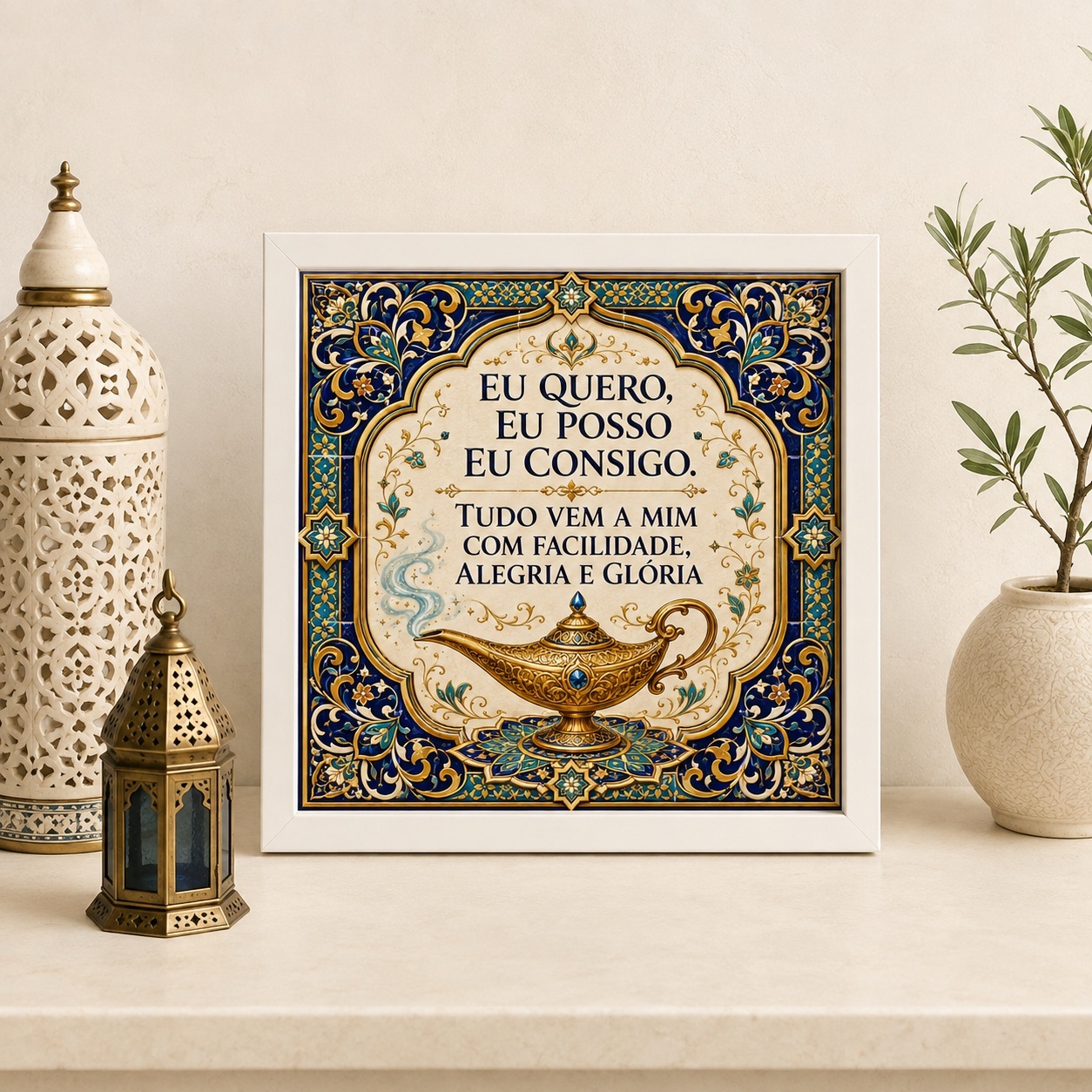 Quadro Lei Atração- Eu Quero Eu Posso - 33x33 Cm