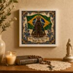 Quadro Nossa Senhora Aparecida Brasil - 33x33 Cm