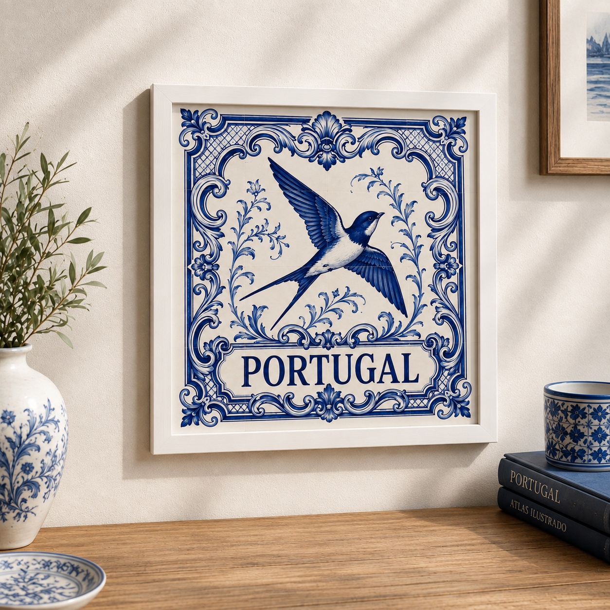 Quadro Portugal Andorinha - 33x33 Cm
