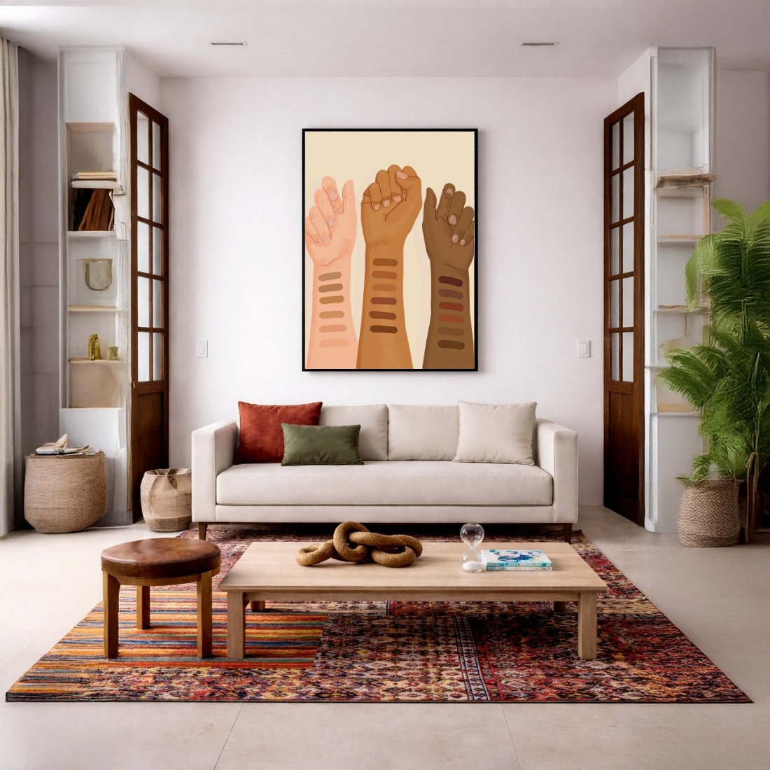 Quadro Canvas Antirracismo Tons de Pele