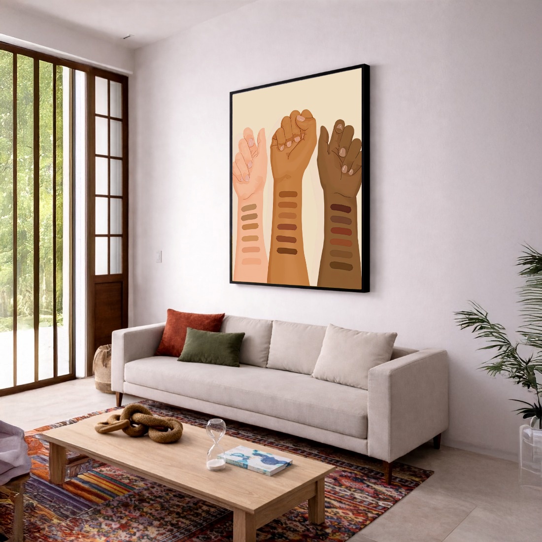 Quadro Canvas Antirracismo Tons de Pele