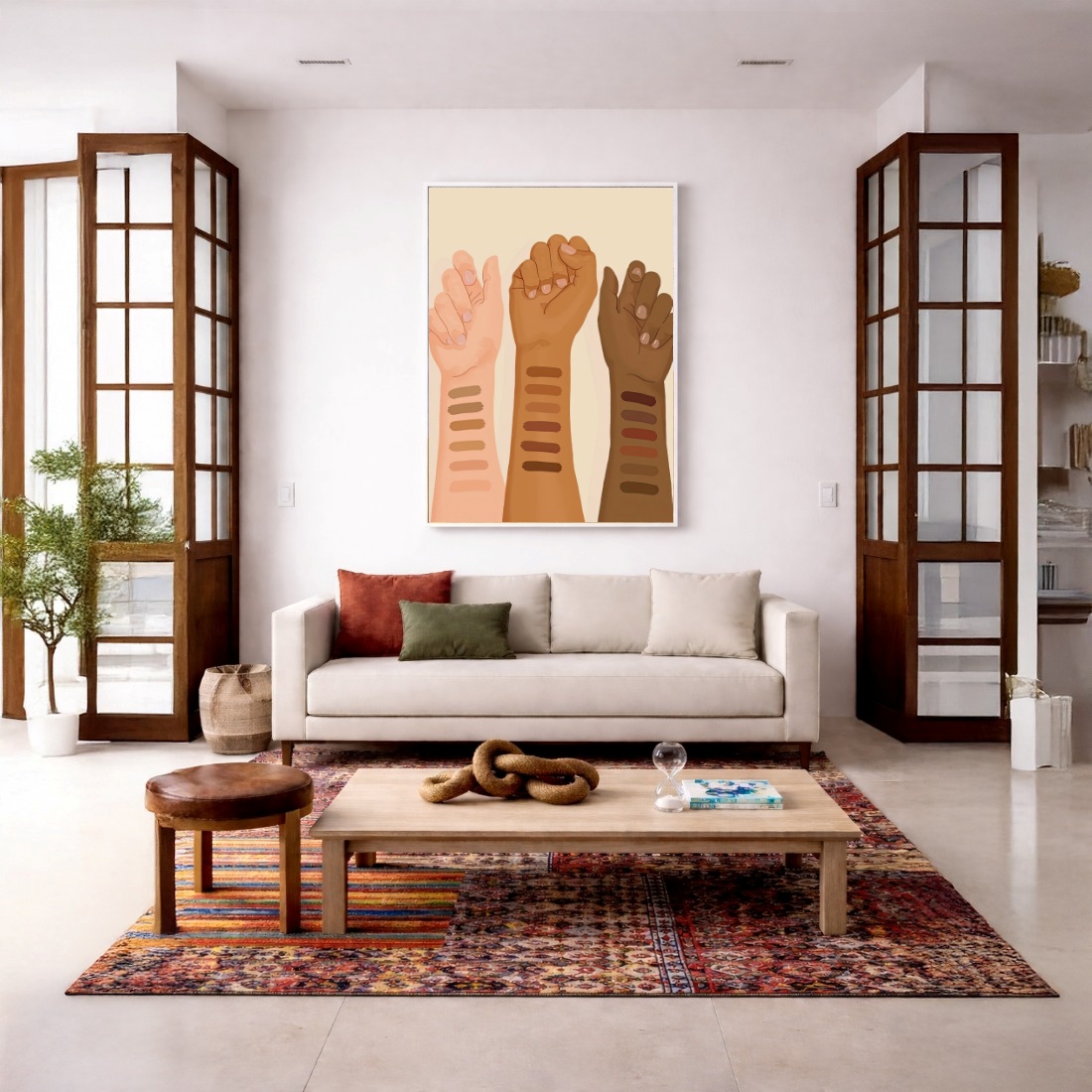 Quadro Canvas Antirracismo Tons de Pele