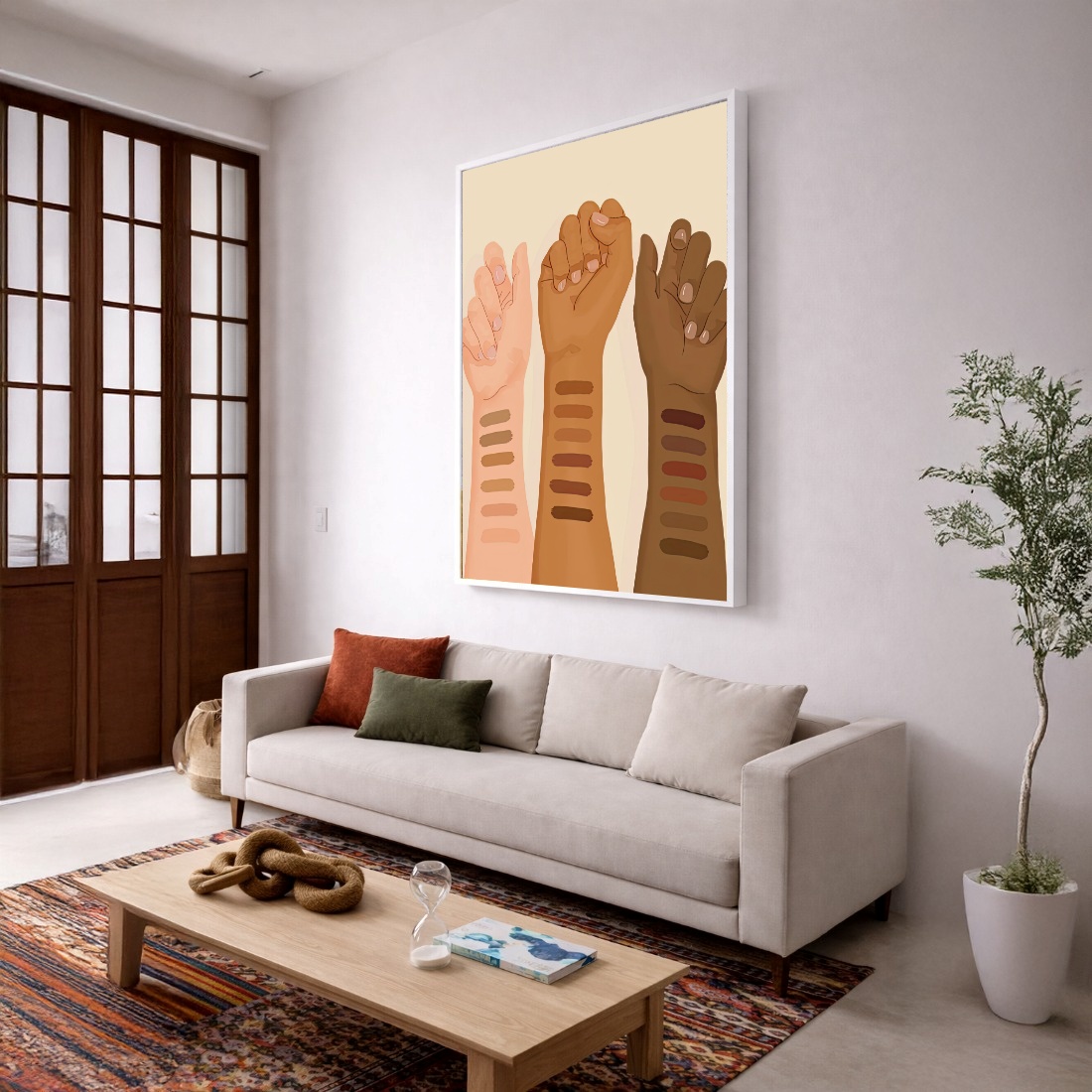 Quadro Canvas Antirracismo Tons de Pele