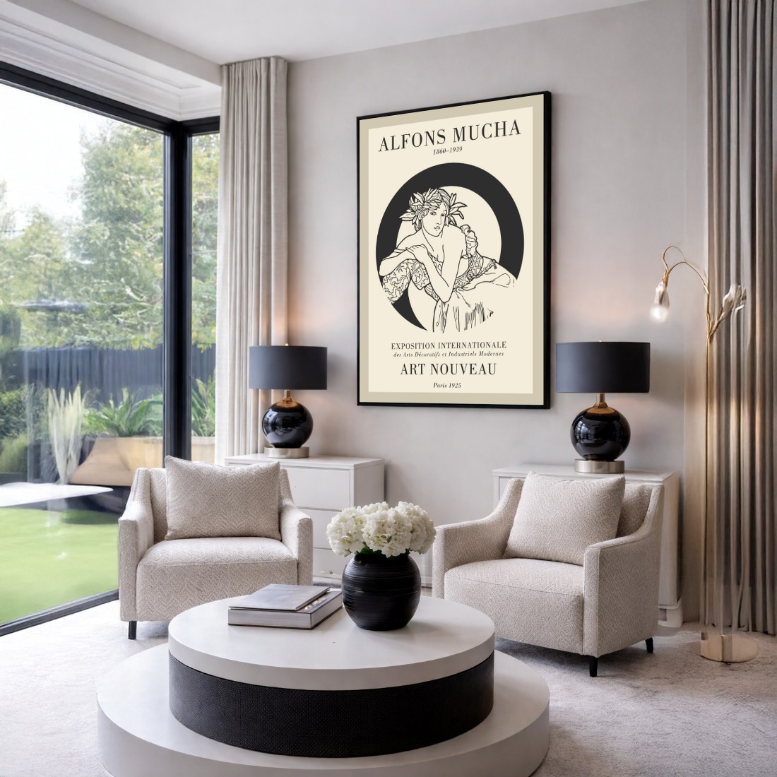 Quadro Canvas Art Nouveau Preto Deusa