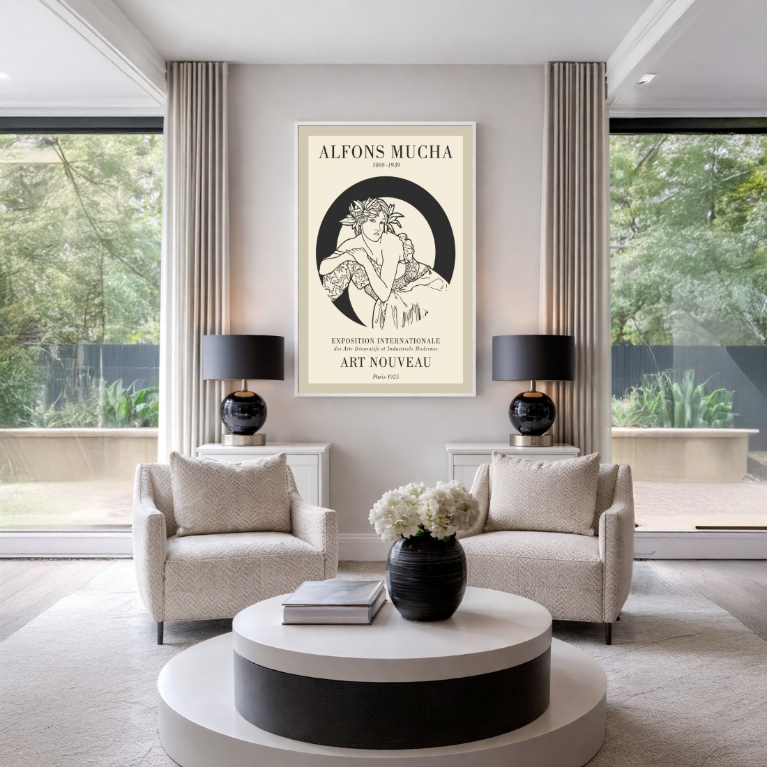 Quadro Canvas Art Nouveau Preto Deusa