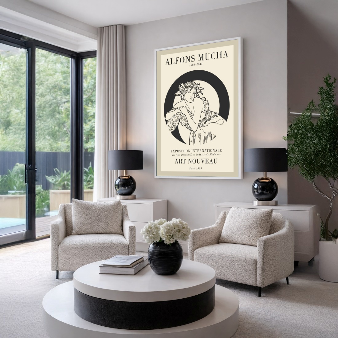 Quadro Canvas Art Nouveau Preto Deusa