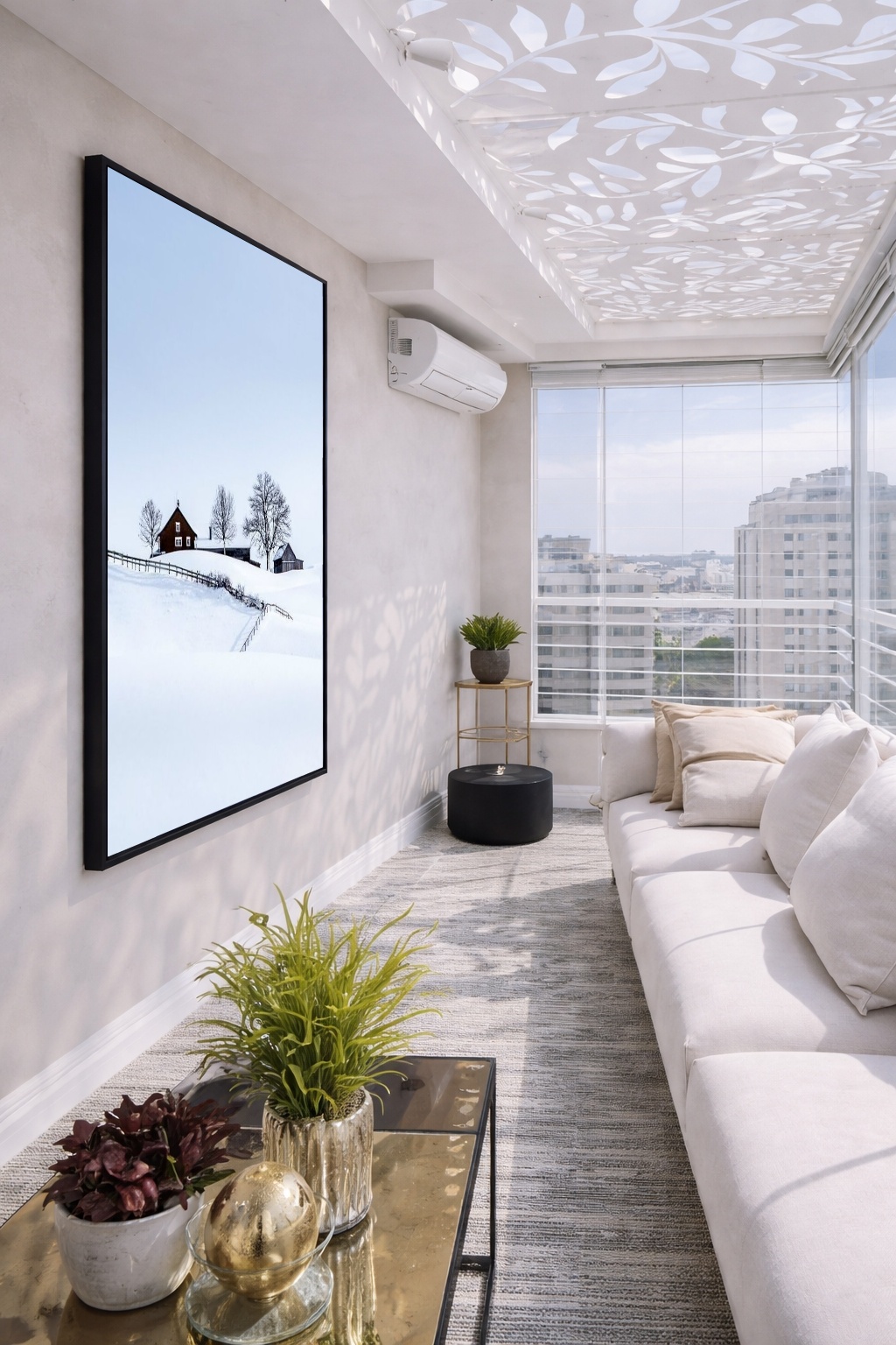 Quadro Canvas Branco Inverno Neve Fazenda