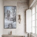 Quadro Canvas Branco Neve Árvores Galhos