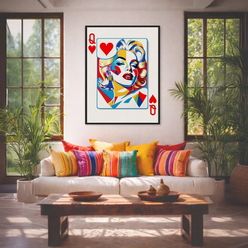 Quadro Canvas Carta Baralho Dama Copas
