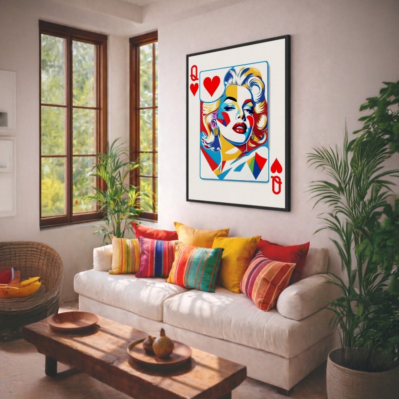 Quadro Canvas Carta Baralho Dama Copas