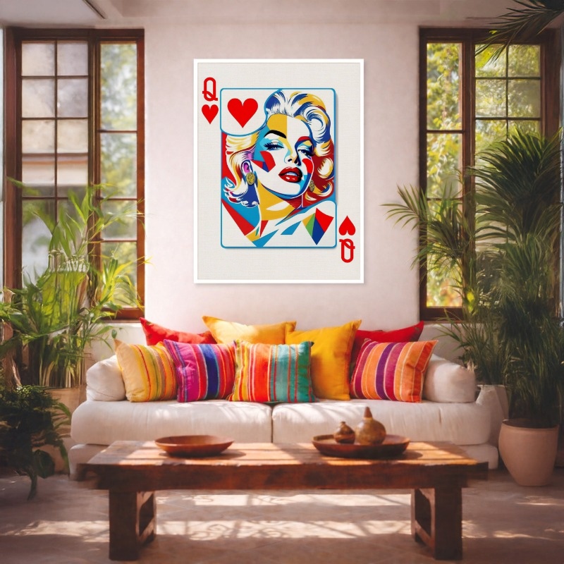 Quadro Canvas Carta Baralho Dama Copas