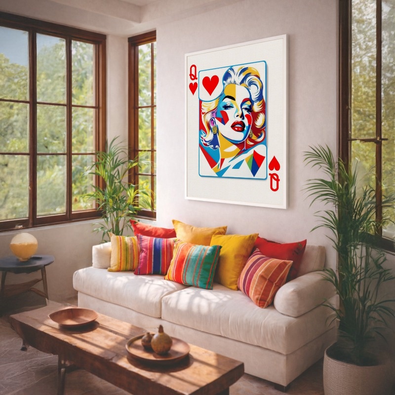 Quadro Canvas Carta Baralho Dama Copas