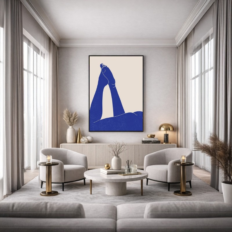 Quadro Canvas Corpo Desenho Pernas Azul