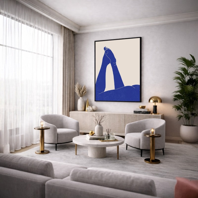 Quadro Canvas Corpo Desenho Pernas Azul
