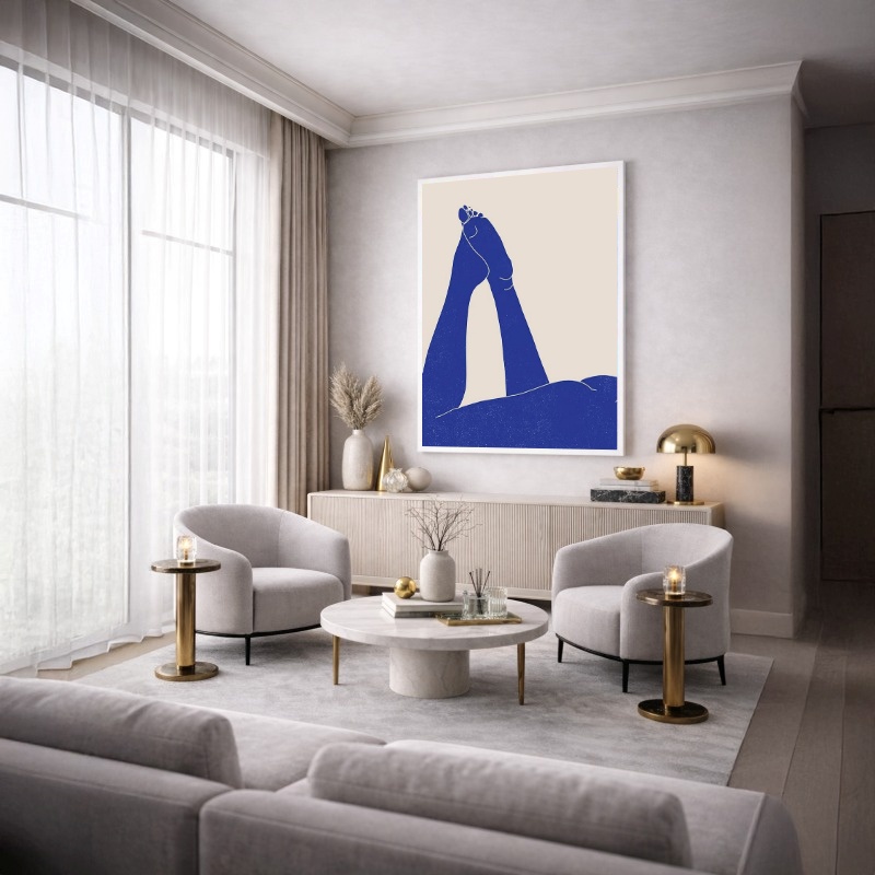 Quadro Canvas Corpo Desenho Pernas Azul