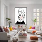 Quadro Canvas Desenho Menina Chiclete Divertido