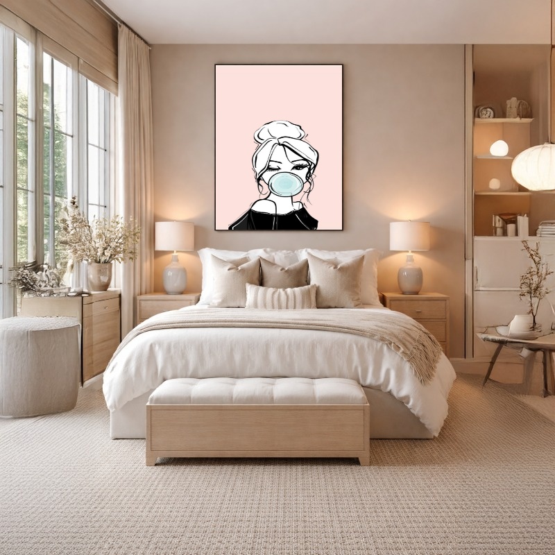 Quadro Canvas Desenho Mulher Chiclete