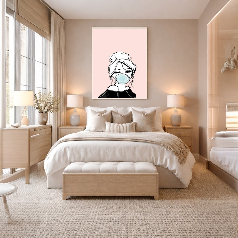 Quadro Canvas Desenho Mulher Chiclete