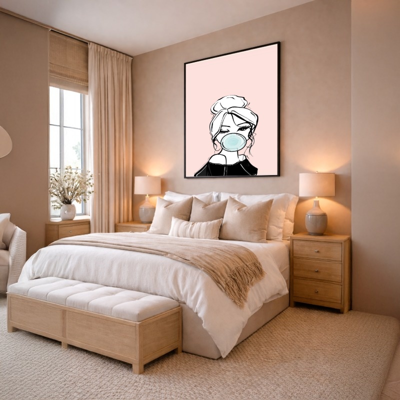Quadro Canvas Desenho Mulher Chiclete