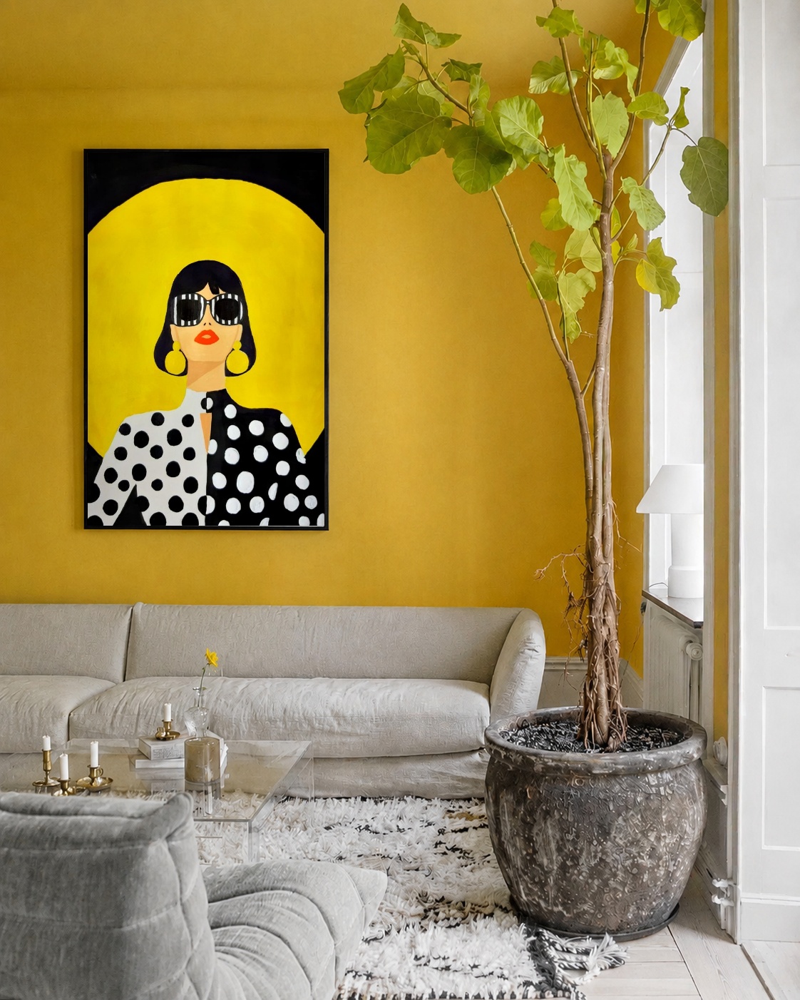 Quadro Canvas Desenho Mulher Poá