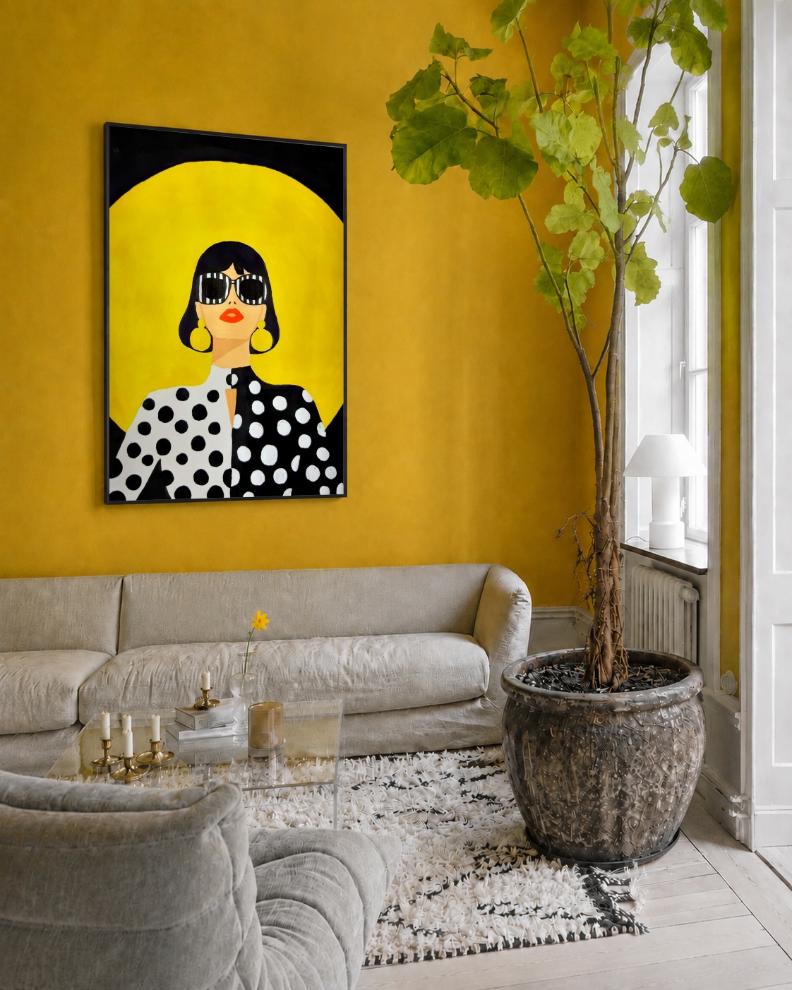 Quadro Canvas Desenho Mulher Poá