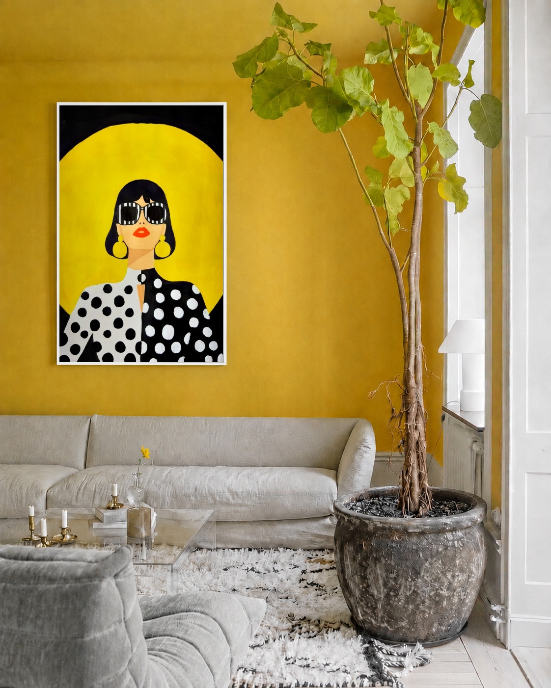 Quadro Canvas Desenho Mulher Poá