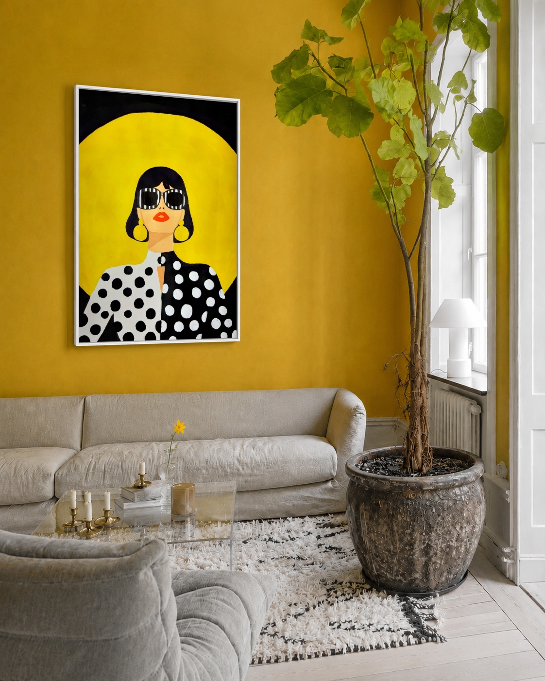 Quadro Canvas Desenho Mulher Poá