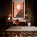Quadro Canvas Desenho Sol Terroso Laranja