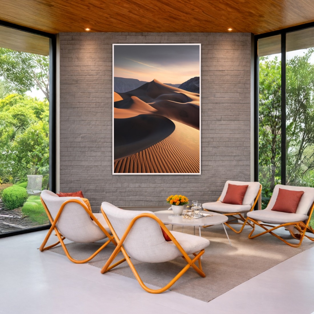 Quadro Canvas Deserto Areia Dunas MontanhasTerroso Laranja