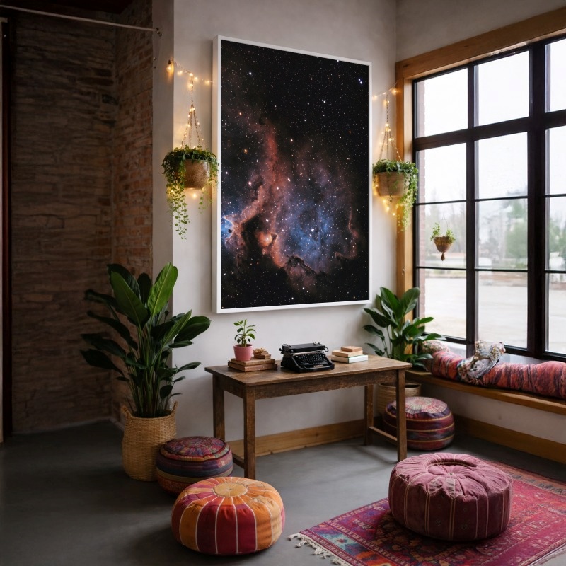 Quadro Canvas Galaxia Estrelas Céu Luar