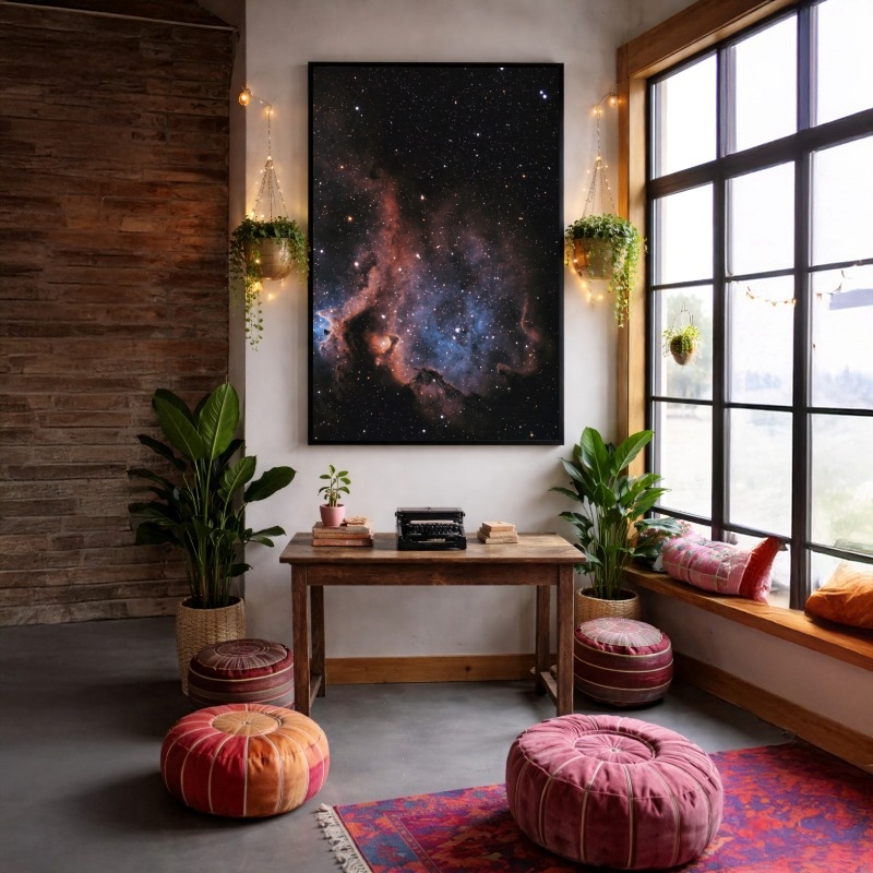 Quadro Canvas Galaxia Estrelas Céu Luar