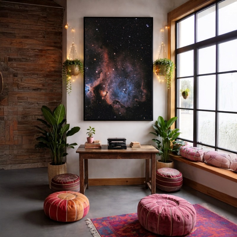 Quadro Canvas Galaxia Estrelas Céu Luar