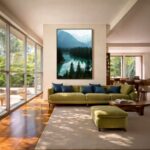 Quadro Canvas Lago Rio Árvores Pinheiros