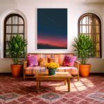 Quadro Canvas Luar Noite Céu Rosa