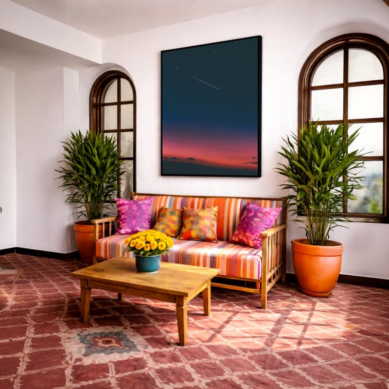 Quadro Canvas Luar Noite Céu Rosa