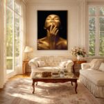 Quadro Canvas Luxo Mulher Dourada