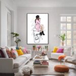 Quadro Canvas Menina Café Desenho Coffee
