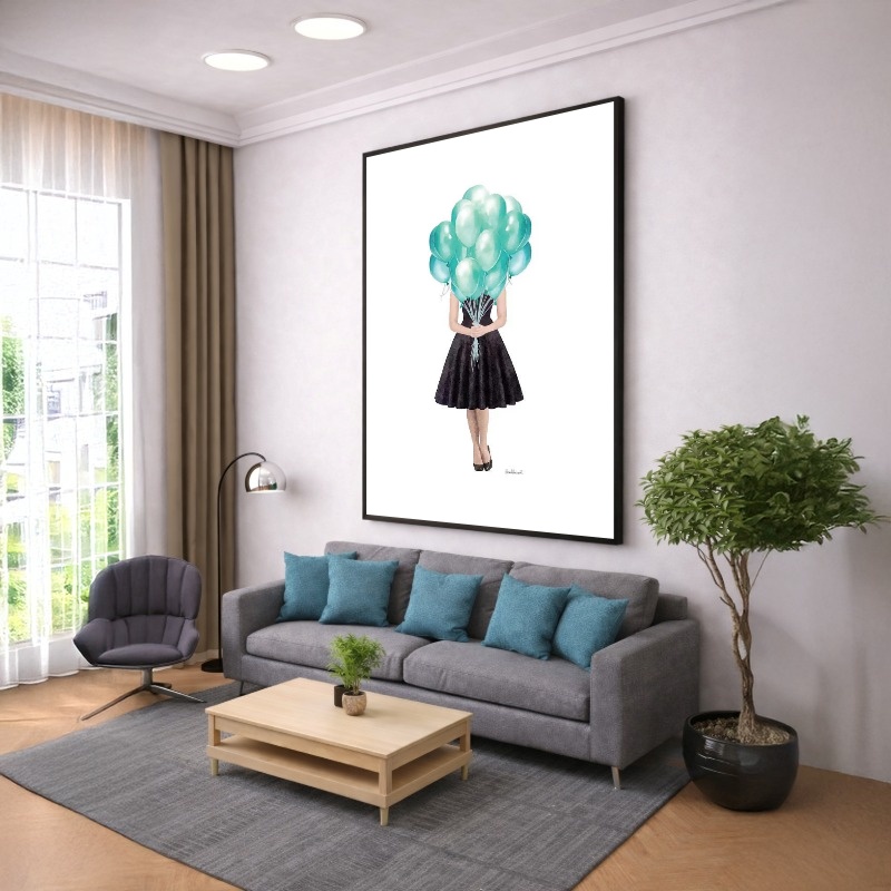 Quadro Canvas Menina Desenho Balão