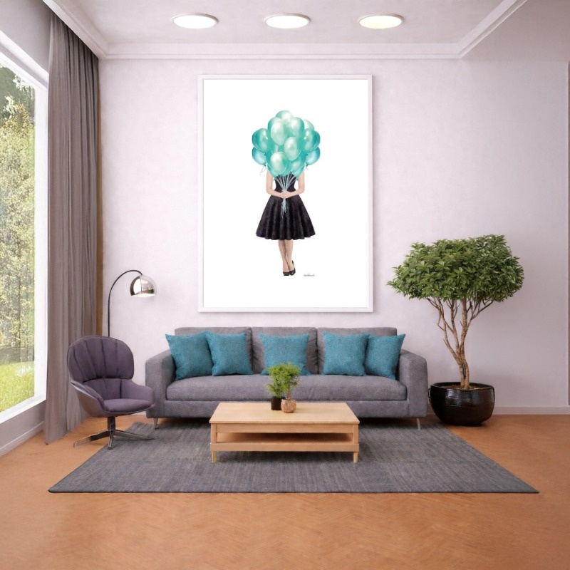 Quadro Canvas Menina Desenho Balão