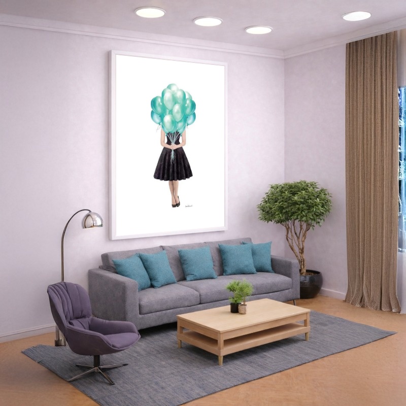 Quadro Canvas Menina Desenho Balão